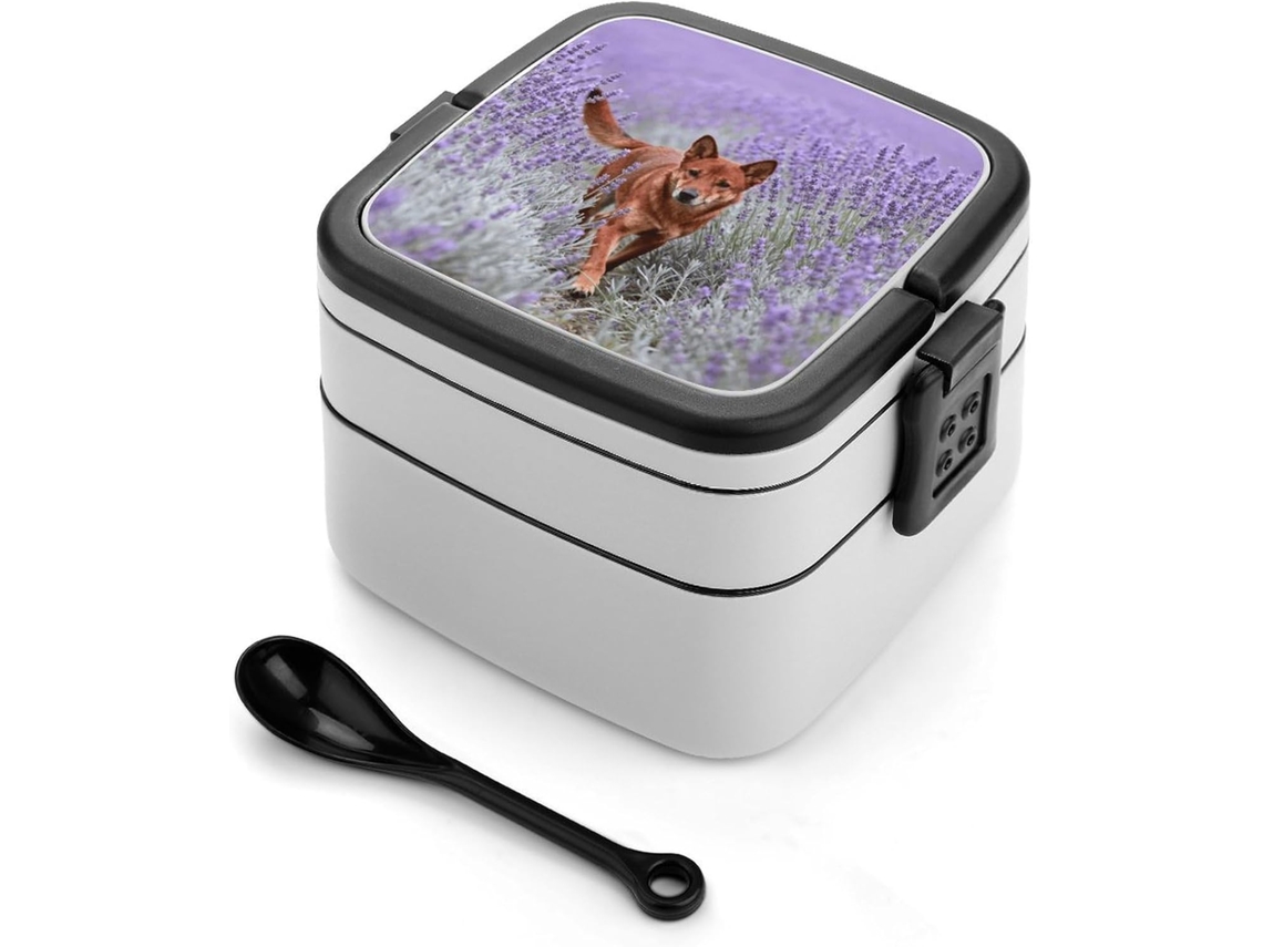 Dingo Em Campo De Lavanda, Marmita Bento Empilhável Para Adultos, À Prova De Vazamentos, Tamanho Grande, Com Fecho Tipo