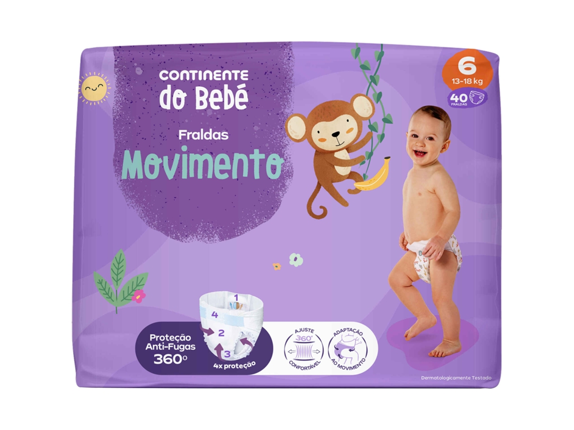 Fraldas Movimento 13 18kg T6 Continente Do Bebê