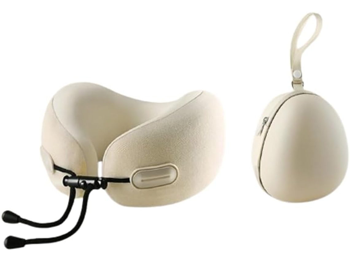 Travesseiro De Espuma Viscoelástica Para Viagem, Design Ergonômico E Compacto, Ideal Para Viagens Aéreas, Viagens De Carro E Longa Distância(branco
