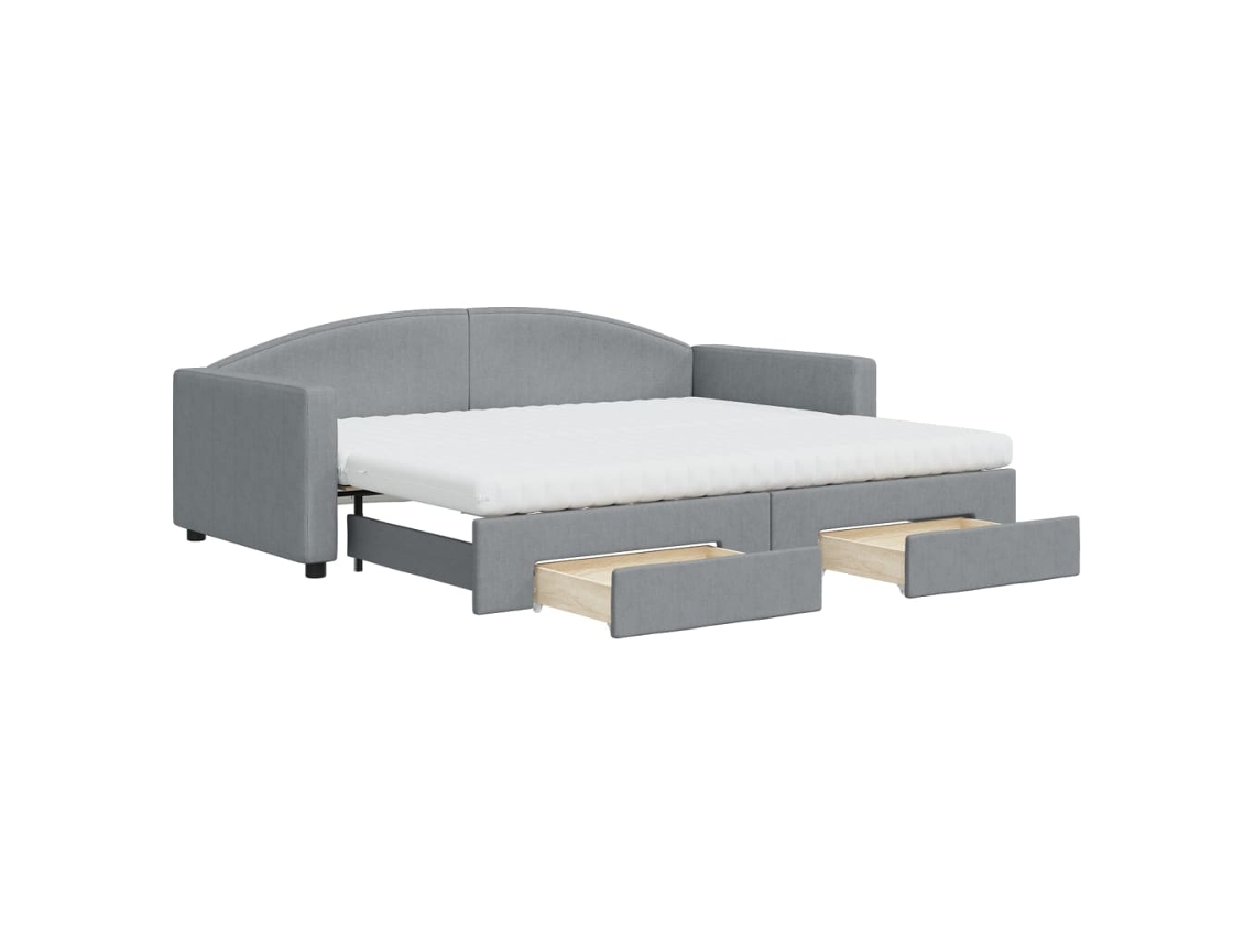 Sofá cama com Gavetão e Gavetas 90x200 Cm Tecido Cinzento claro MAISON EXCLUSIVE