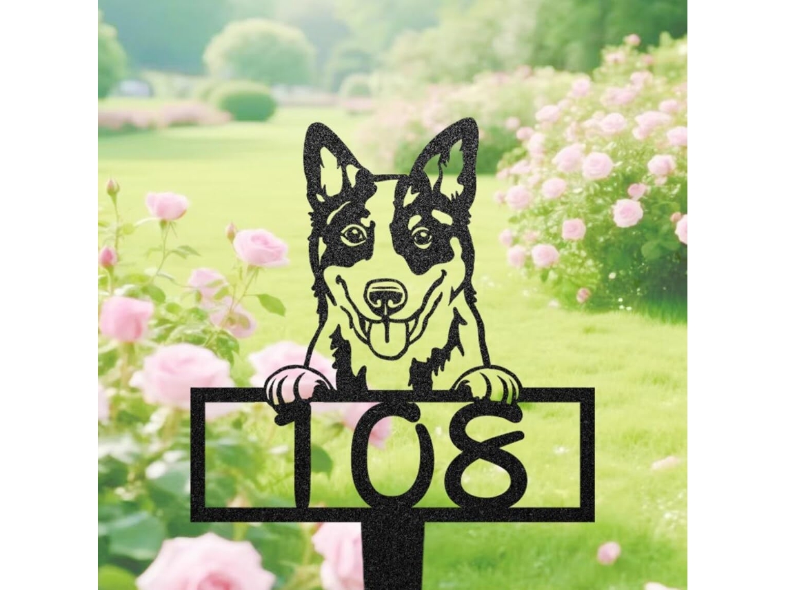 Placa De Boas Vindas Personalizada Com Número Da Casinha Do Cachorro Blue Heeler Porta Frente, Placa De Endereço