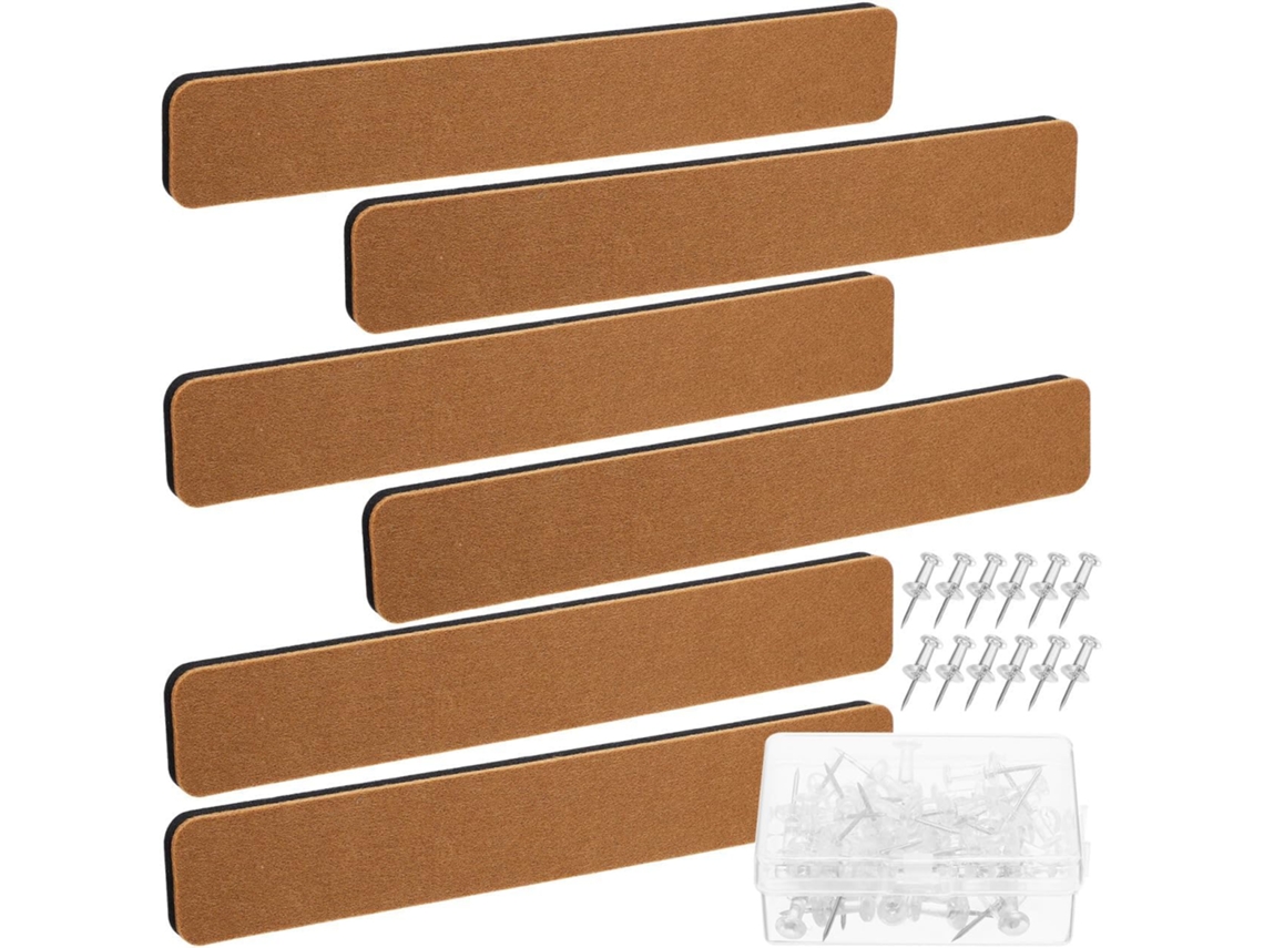 Quadros De Cortiça Para Escritório, 6 Peças, Tiras De Feltro Autoadesivas Com Tachinhas Transparentes E Material