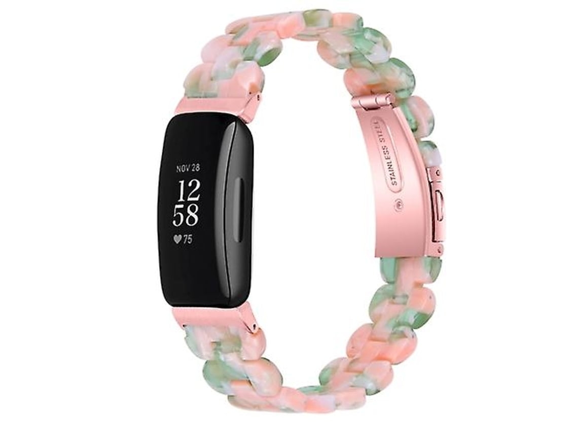 Lurelia Pulseira De Resina Com Flor Rosa E Verde, Compatível Fitbit Inspire 2/
