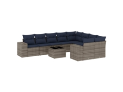 Conjunto de Sofá de Jardim, 10 Peças, Almofadas, Rattan Cinza MAISON EXCLUSIVE
