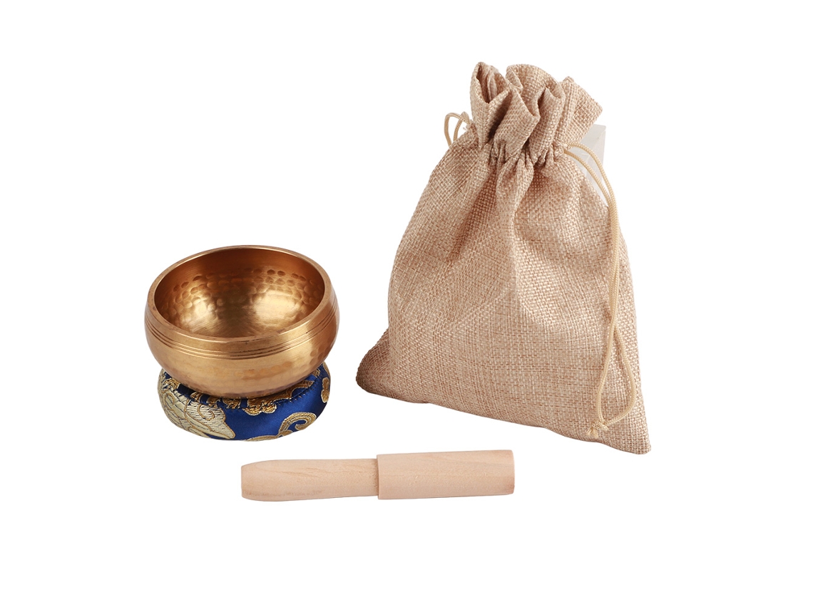 Primerox tigela de Meditação Cantora Nepalense com Almofada Martelo e Sacola de Armazenamento 8cm