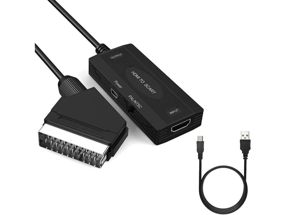 1080p Hdmi To Scart Adapter Converter With Cables Included Compat Dvd, Stb, Vhs, Retro Consoles Ntsc/pal, Plug Play Bestvite