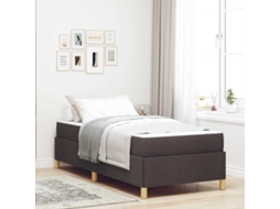 Vidaxl Estrutura da Cama com Colchão Marrom Escuro 90 X 190 Cm Tecido