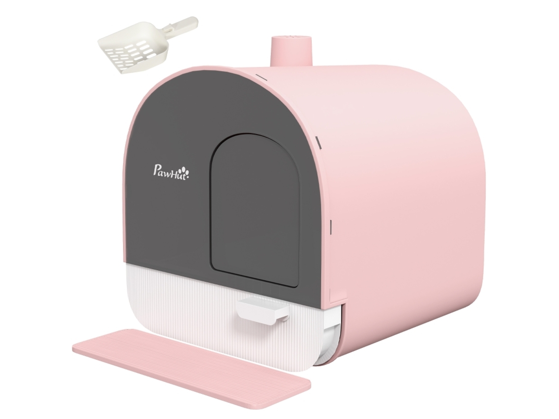 Caixa Sanitária com Tampa e Tapete Plástico Rosa Preto