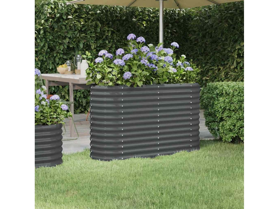 Vidaxl Canteiro Elevado Jardim 114x40x68 Aço Galvanizado Antracite