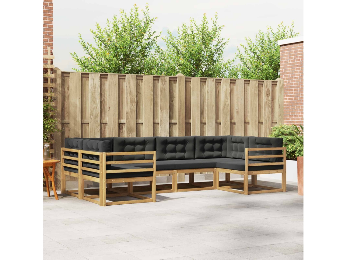Vidaxl Conjunto De Sofás Para Exterior 6 Unid. Branco E Antracite