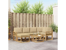 Vidaxl Conjunto De Sofás Para Exterior 7 Pcs Branco E Bege