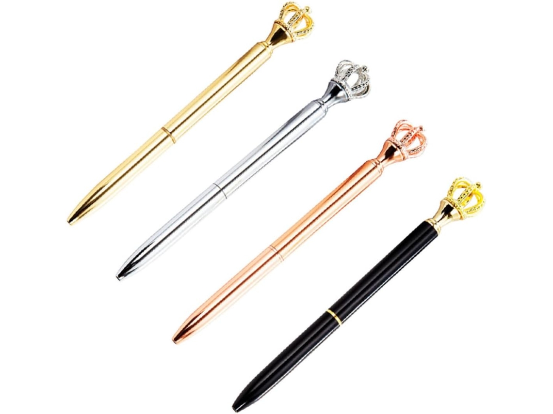 Conjunto De 4 Canetas Gel Metálicas Com Ponta Coroa 0,7 Mm, Escrita