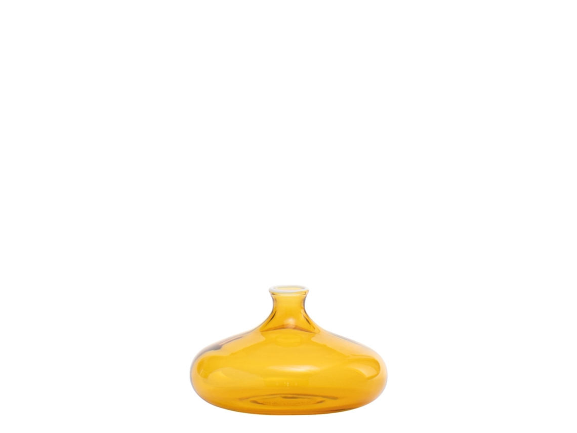 Vaso Un Fiore De 19 Cl, Feito À Mão Em Vidro Borossilicato Soprado, Cor Amarelo Dourado, Ideal Para Arranjos Florais E Decoração De Interiores.
