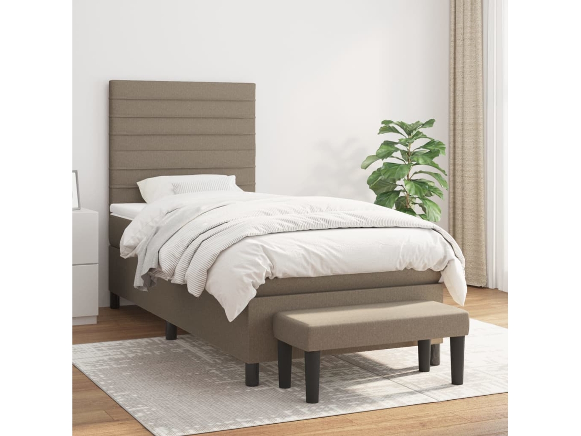 Vidaxl Cama Com Molas/colchão 100x200 Cm Tecido Cinza-acastanhado