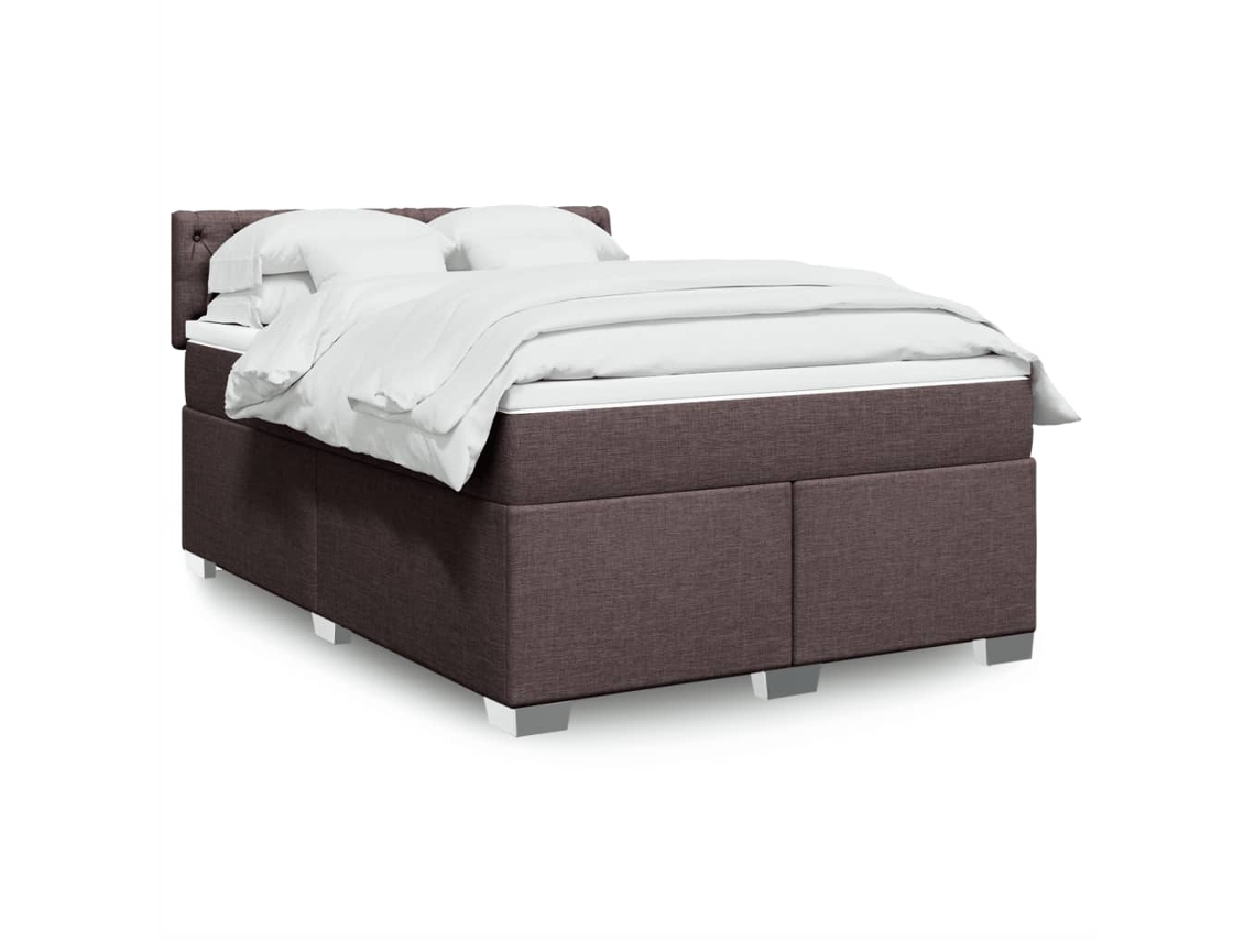 Vidaxl Cama Com Molas/colchão 160x200 Cm Tecido Castanho-escuro