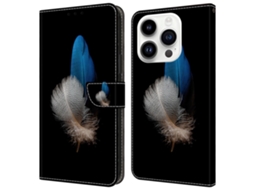 Capa Em Couro Pu Com Suporte Para Apple Iphone 16 Pro Max - Duas Penas