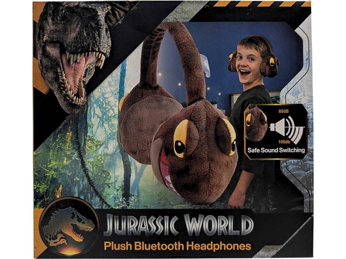 Auscultadores LAZERBUILT Bluetooth Plush Jurassic World (Over Ear - Microfone - Castanho)