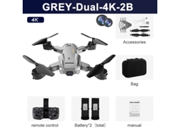Drone Q6 com Câmera Dupla 4K Hd Quadricóptero Dobrável 2 Baterias Duração Da Bateria: 15 Min Cinza