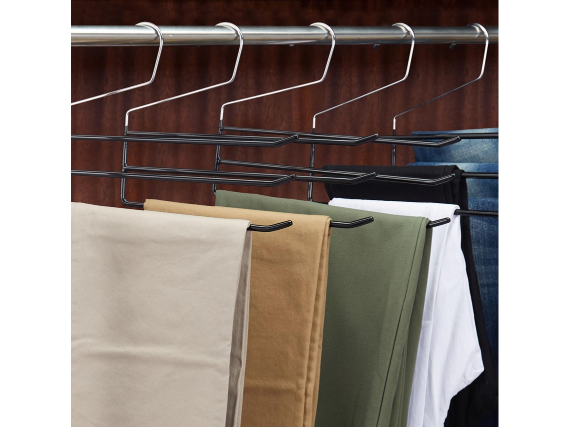 Conjunto 5 Cabides Metálicos Múltiplos Para Calças