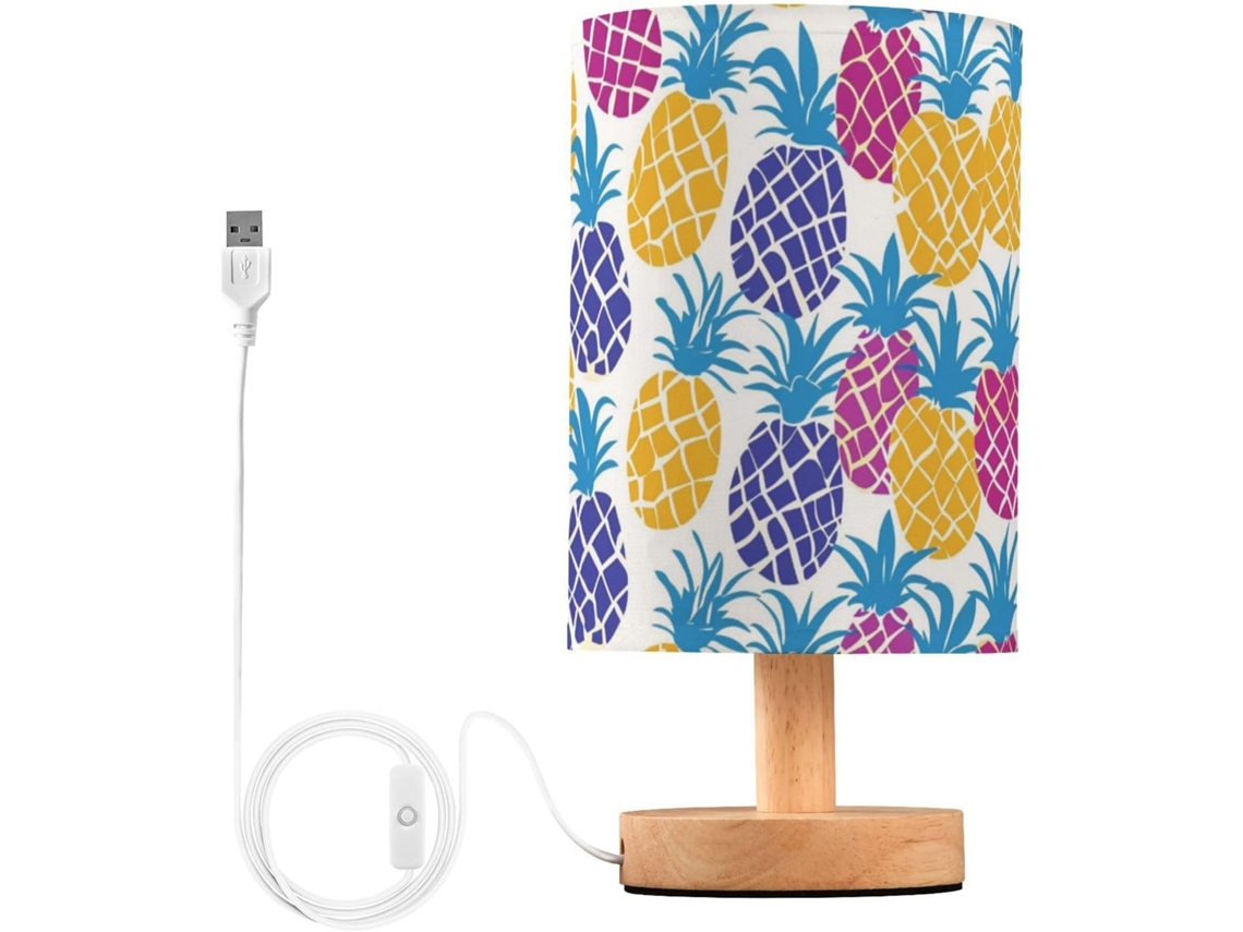 Luminária De Mesa Mnsruu Para Quarto E Sala Estar, Luminária De Cabeceira Colorida Em Formato Abacaxi Com Portas