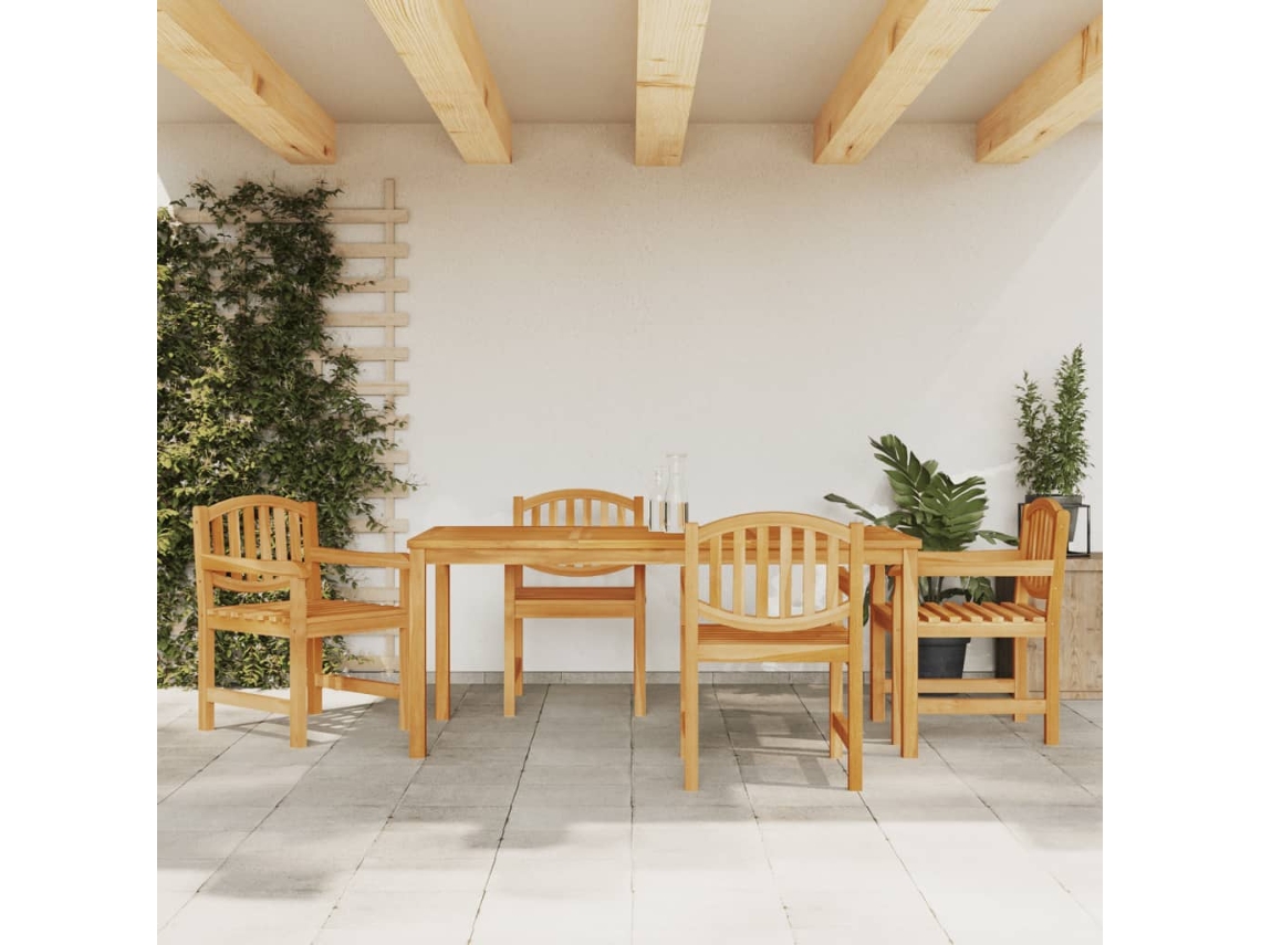 Vidaxl 5 Pcs Conjunto De Jantar P/ Jardim Madeira De Teca Maciça