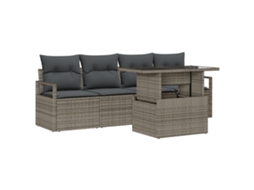 Conjunto 5 Conjunto De Sofá De Jardim Vidaxl Cinzento Vime Pe (100 X 55 X 73 Cm)