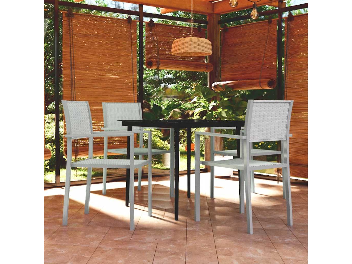 Vidaxl 5 Pcs Conjunto De Jantar Para Jardim Branco