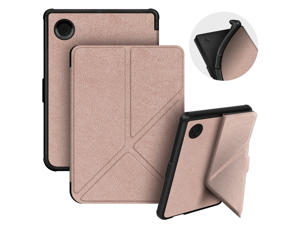 Capa Para E‑reader Kobo Clara Color 6 Polegadas, Capa Protetora Couro Suporte Multi‑dobrável Czhhmart Ouro Rosa