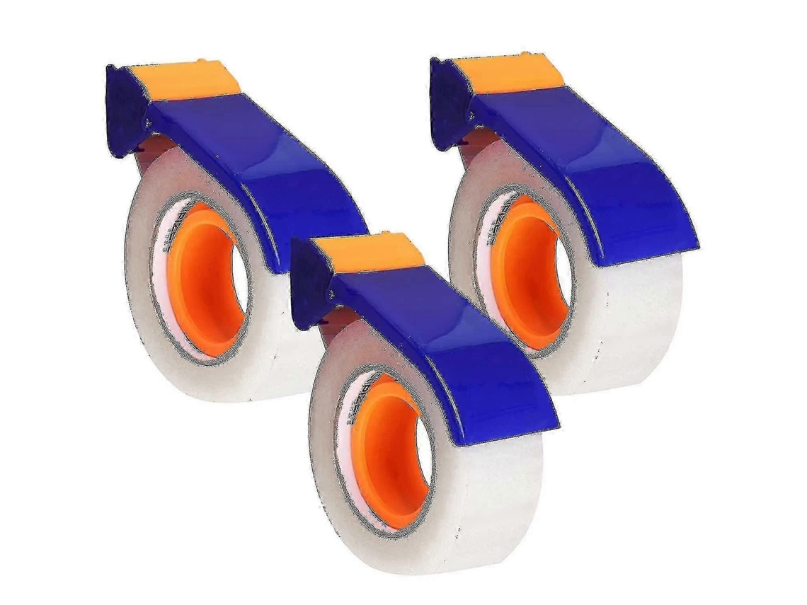 Conjunto de 3 Fitas Adesivas com Dispensador, Dispensador Manual, Dispensador Ergonômico de Fita Adesiva Azul para Embalagem GOKOCO