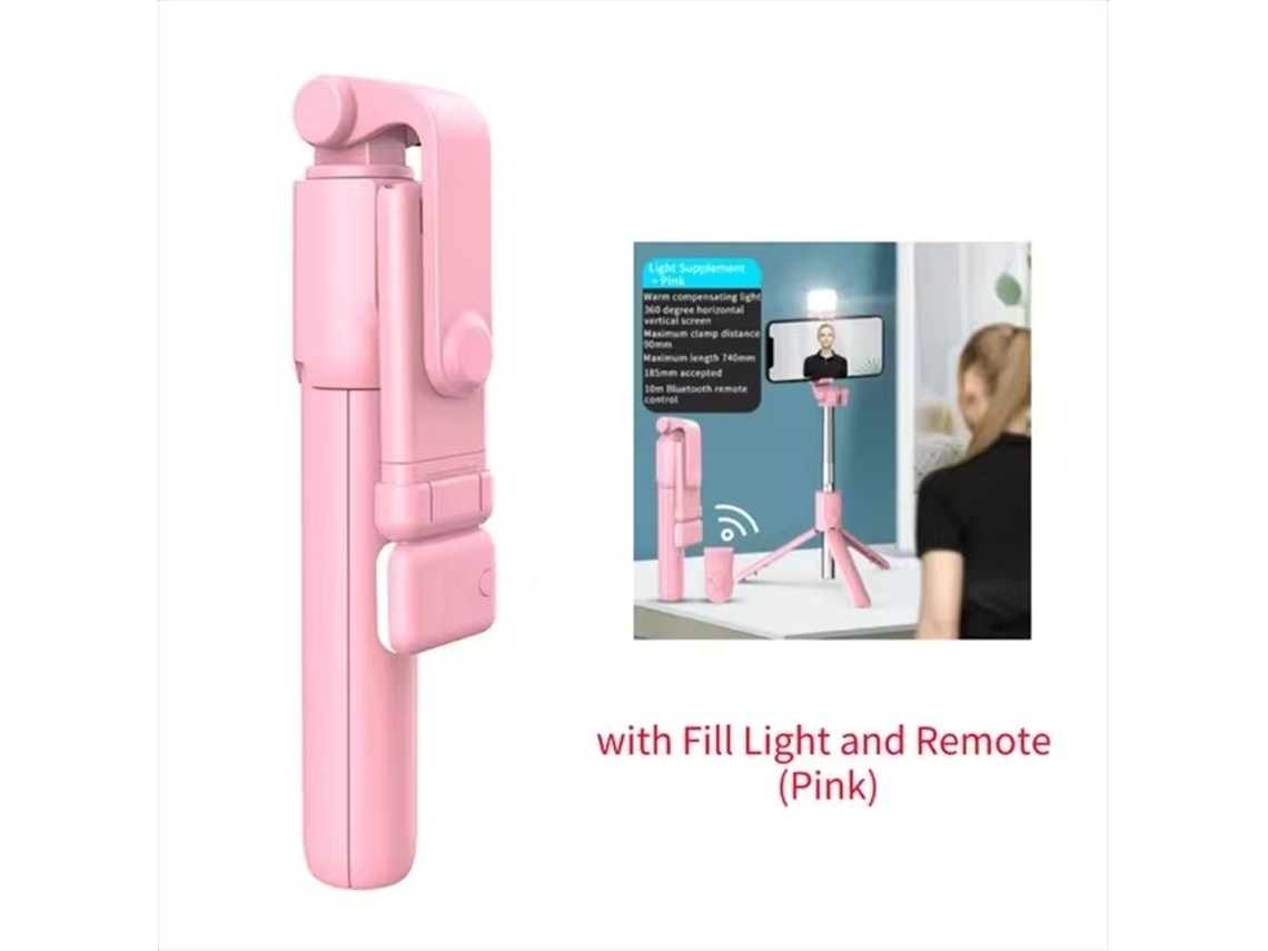 Lurelia Tripé Para Selfie Bluetooth, Com Controlo Remoto, Com Luz Led, Extensível, Até 10 M, Para Telemóvel, Preto