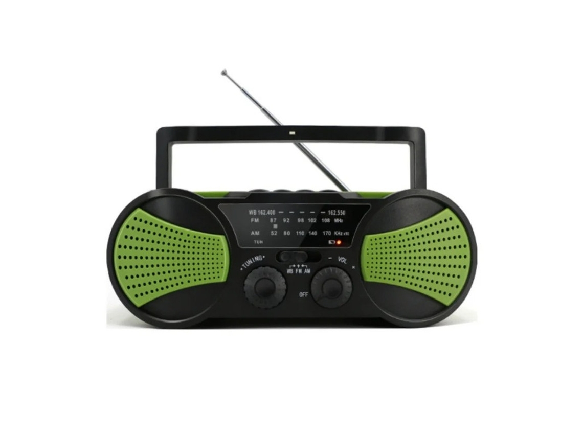 Rádio de manivela YIZHOOD alimentado por energia solar, lanterna multifuncional verde de 4000 mAh