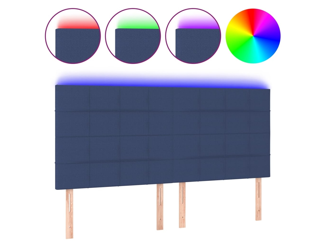 Led Headboard, Led Headboards Vidaxl Azul Tecido (200 X 5 X 118/128 Cm)