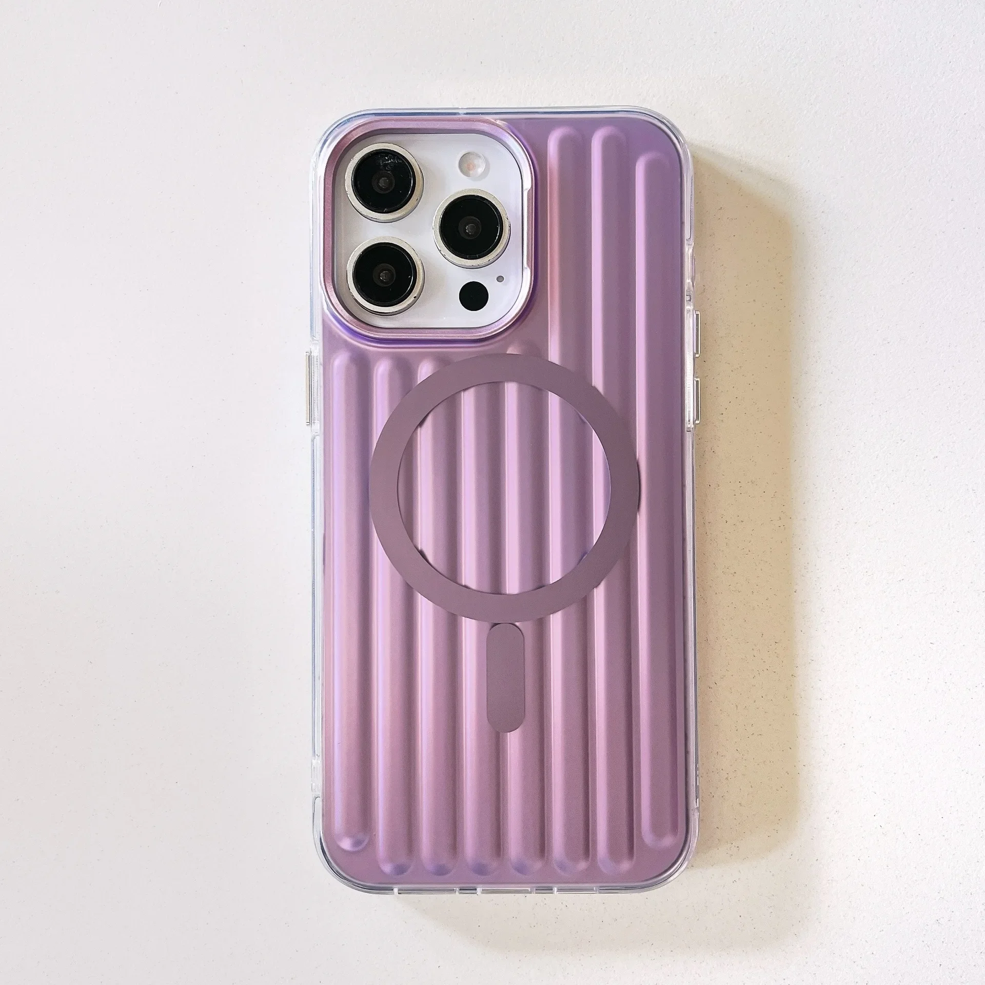 Capa Para Celular Com Estampa Ondulada 3d (roxa Clara, Iphone 14 Pro), Compatível Com Proteção Magnética Antichoque Magsafe.