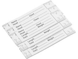 Conjunto de 10 réguas de papel para medição com escala em centímetros e ferramentas para jardinagem, design e engenharia.