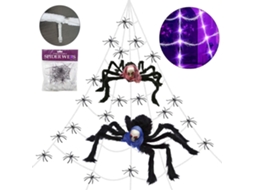 Laxiscreed Vela Decorativa De Halloween Com Teia, Aranhas Pretas E Luz Roxa Iluminada