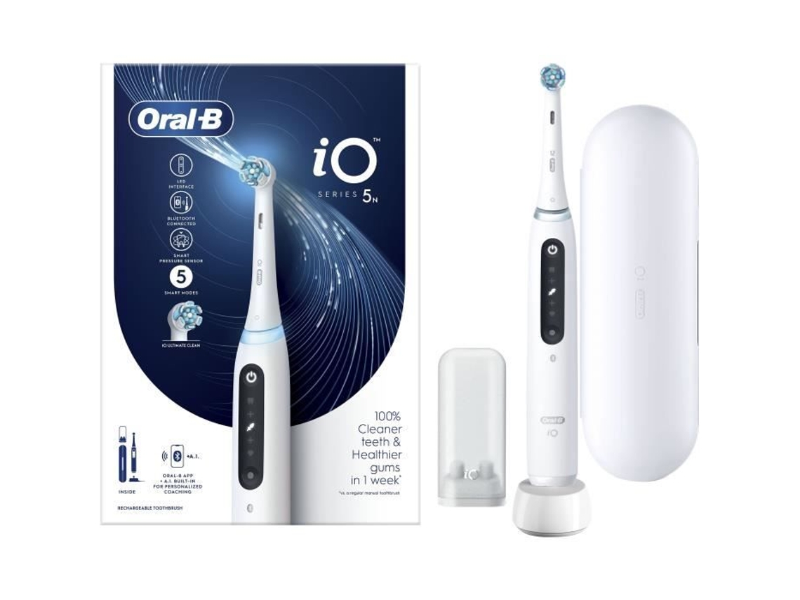 Escovas De Dentes Oral B Io5n Quite Branco Estojo De Viagem Elétrico
