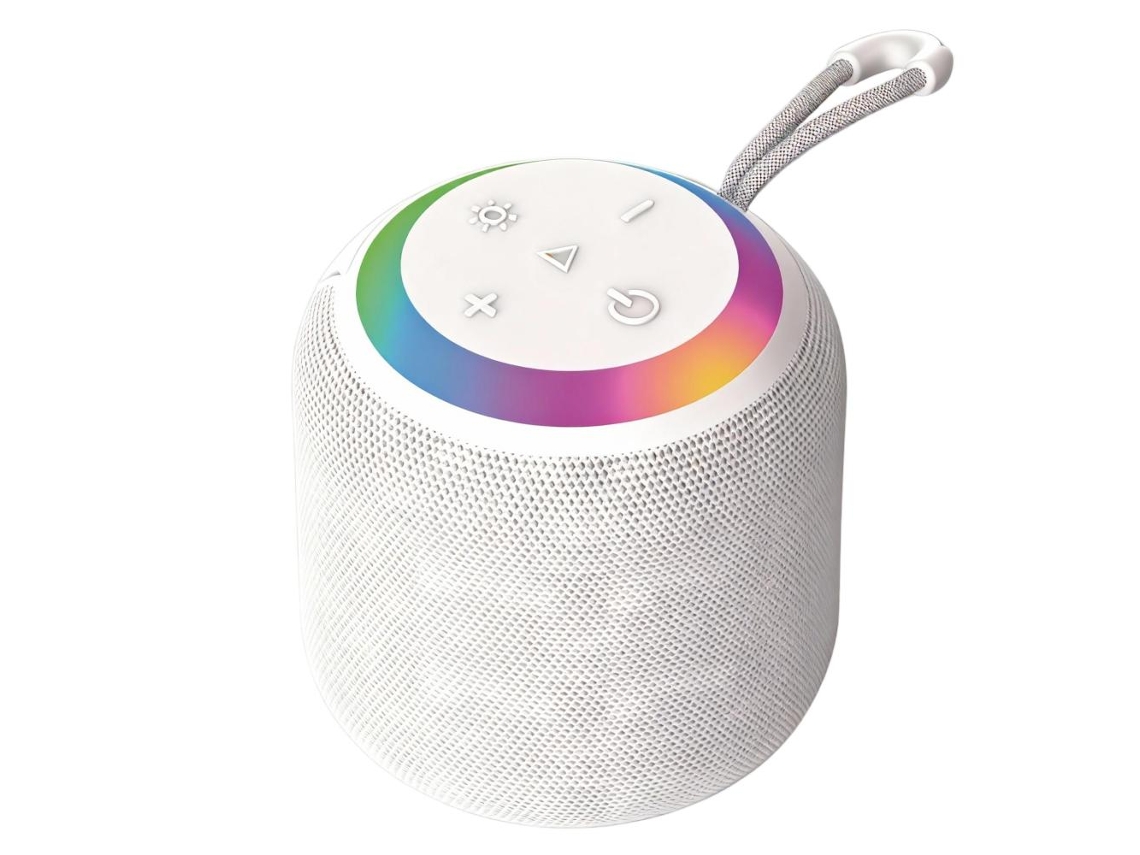 Caixa De Som Bluetooth Para Uso Externo, Com Capa De Tecido De Alta Qualidade, Luz Led, 5w, Bateria Com Duração De 3 A 4 Horas Branca. PAPRIKA