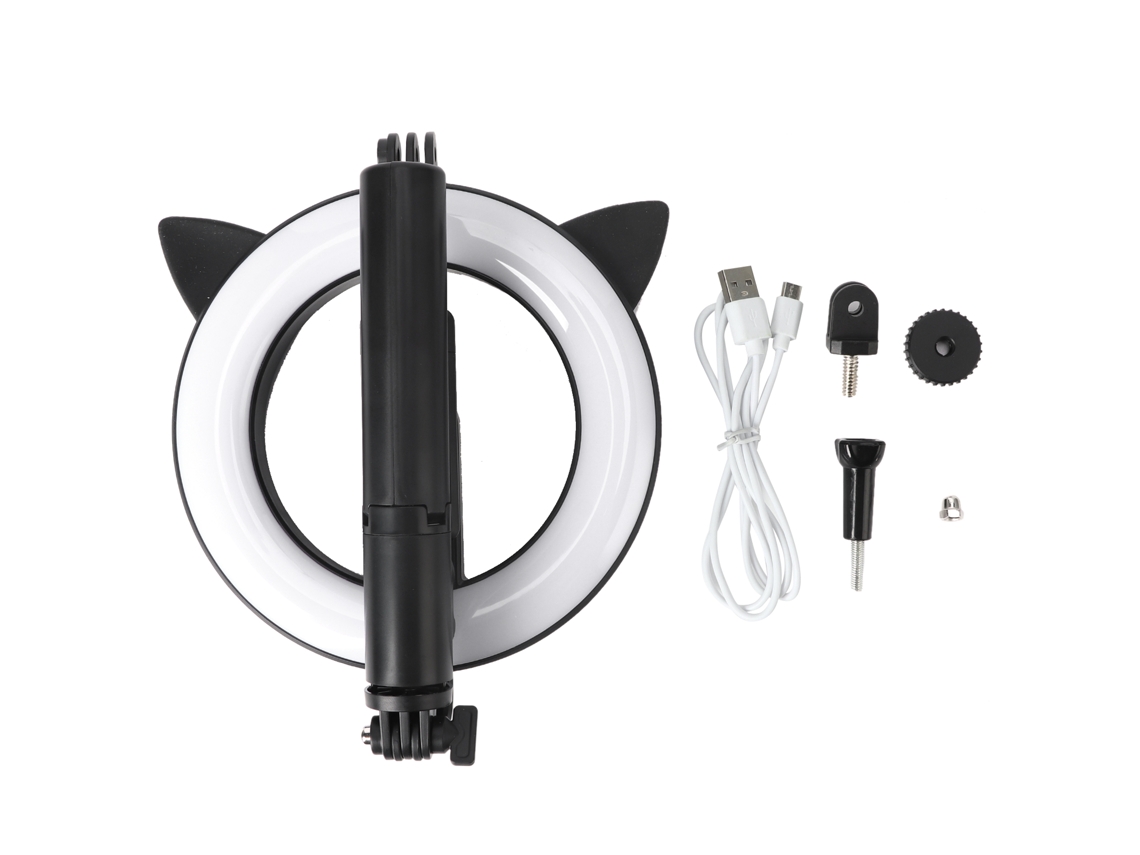 Palo Selfie Con Luz Led Orejas De Gato Bluetooth Inalámbrico Tripode Plegable Para Clases En Línea