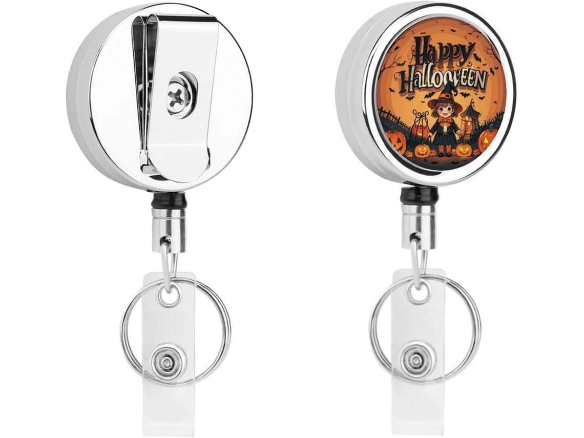 Feliz Halloween Porta Crachás Retráteis Divertidos Enfermeiras Com Clipe E Chaveiro Fofo Identificação