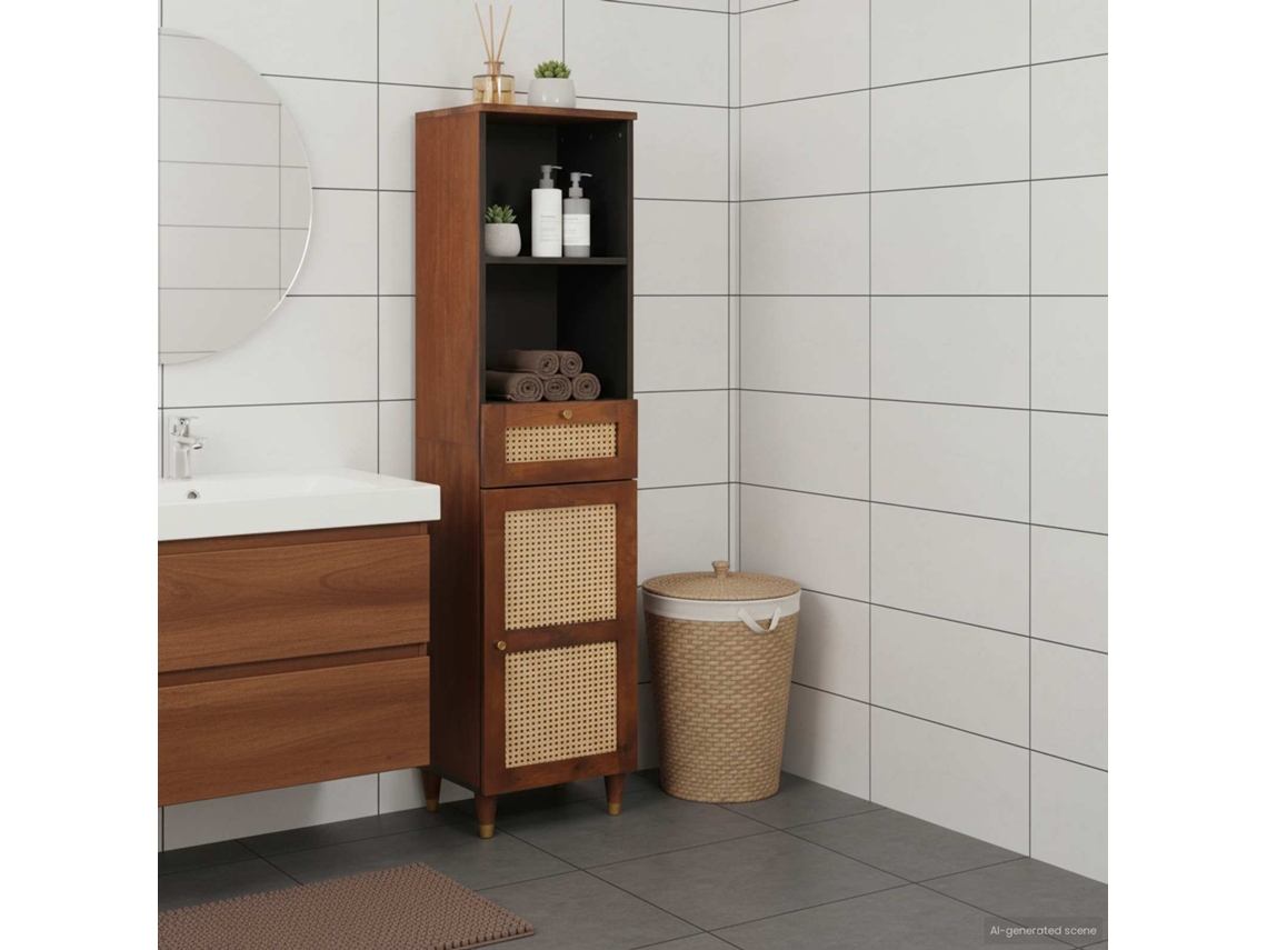 Vidaxl Buffet Castanho 38 X 33,5 X 160 Cm Madeira De Manga Maciça