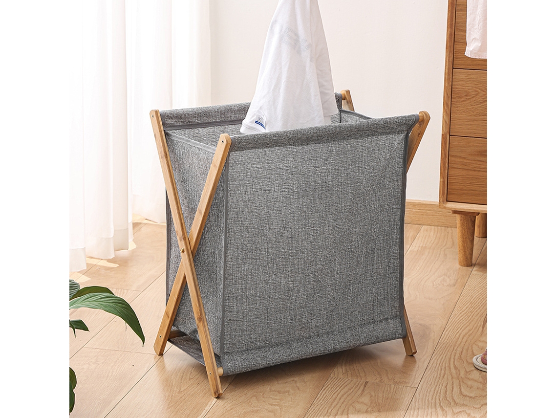 Cesta De Roupa Suja Dobrável Organizadora De Lavandaria, Estrutura Resistente Sem Montagem Para Casa Moderna 40×34×56.5cm