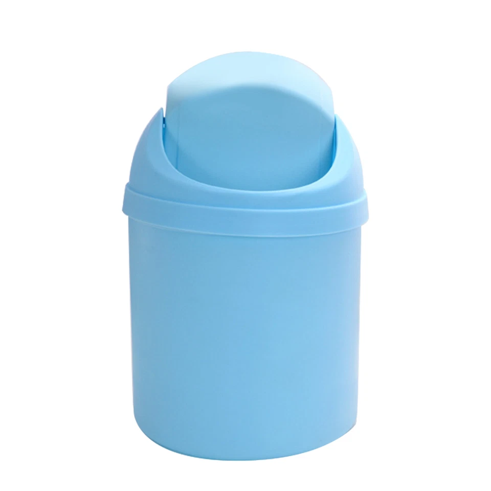 Mini Lixeira De Mesa Com Tampa, Cesto De Papel Para Banheiro E Casa, Caixa De Armazenamento Azul SUNNY SPACES