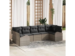 Vidaxl Conjunto De Sofá De Jardim 7 Unid. Cinzeto Vime Pe