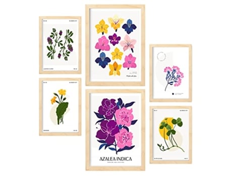 Conjunto De NACNIC De 6 Pôsteres Florais Escala Cromática Natureza E Folhas Botânicas Para Tamanhos A3 E A4 Quadros De Madeira
