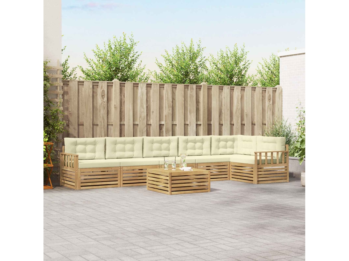 Vidaxl Conjunto De Sofás Para Exterior 7 Unid. Branco E Creme