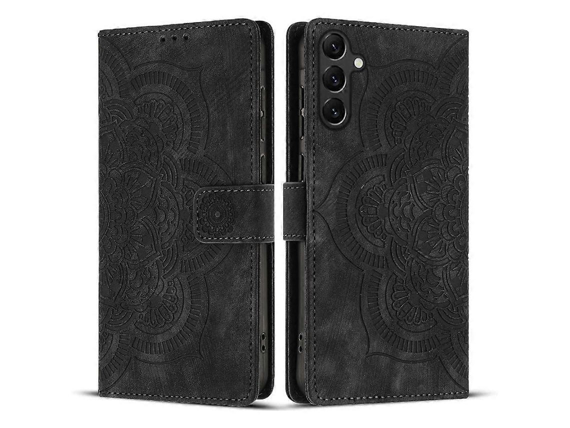 Capa De Celular De Couro Fosco Retrô Com Estampa De Mandala