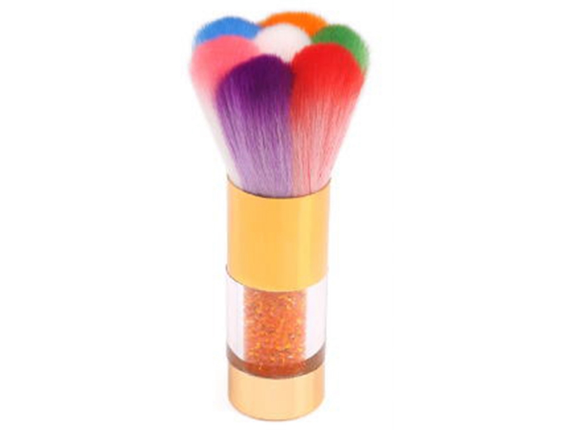 Pincel De Unhas Com Padrão De Pétalas Coloridas Para Limpeza De Pó E Manicure (dourado)