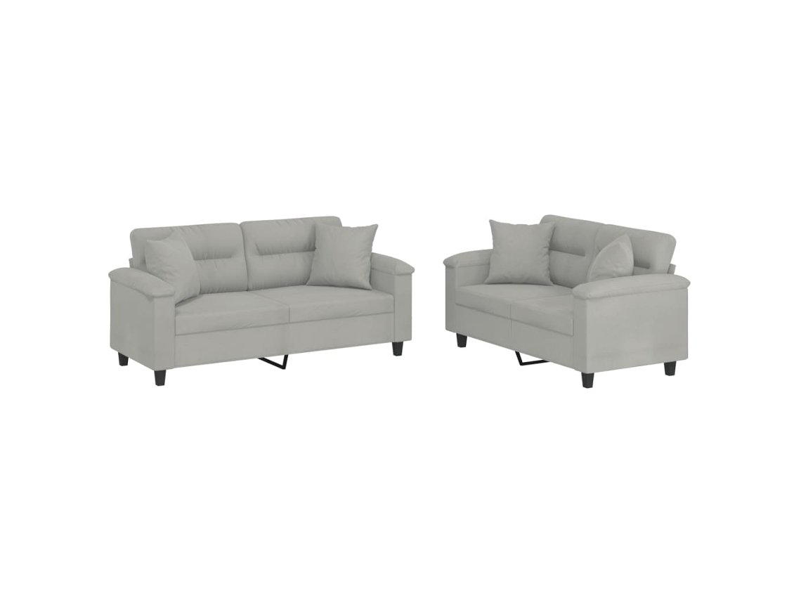 Sofa Set, Sofa Sets Vidaxl Cinzeto Microfibra (n/a)