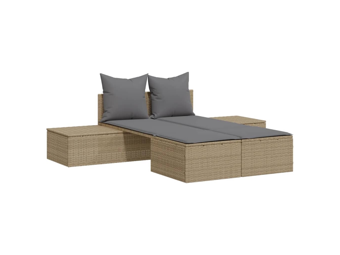 Double Sun Lounger, Double Sun Loungers Vidaxl Bege Rattan / Vime (n/a)