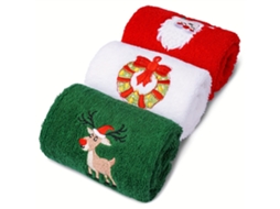 Toalhas de Natal: Conjunto com 3 Unidades com Estampas Macias, em Algodão, 45 Cm de Comprimento X 32 Cm de Largura AQUAFORGE